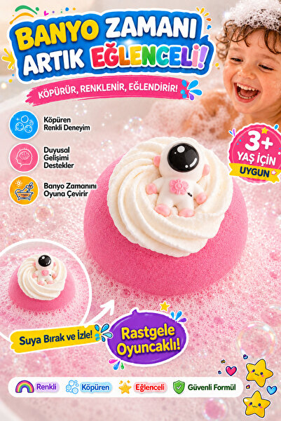 DENAPCAL Banyo Topu Oyuncaklı Sürpriz Köpüren Çocuk Banyo Bombası Kokulu (OYU...