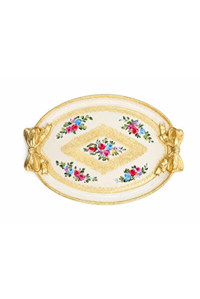L&M FLORENCE ART L&M 130/Pgfa-2 Rosewood Gold/Cream Tray 36X26 cm