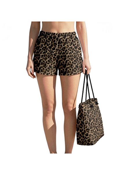Maser Leopard Patterned High Waist Swim Shorts