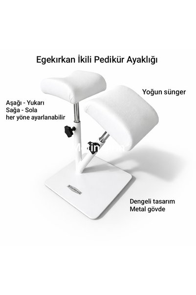 Egekırkan Hairdresser Double Pedicure Footrest with Movable Headrest White P420-01B