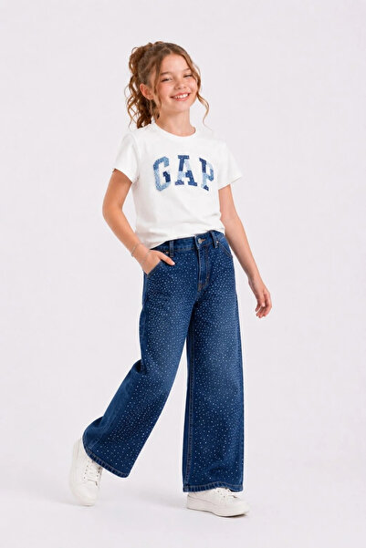 Kidmark Çocuk Modası Girl's Printed T-Shirt and Stoned Pants Top and Bottom Set