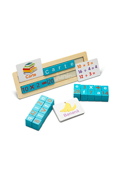 Junios Joc educativ alfanumeric LIMBA ROMANA din lemn, Primele cuvinte si cal...