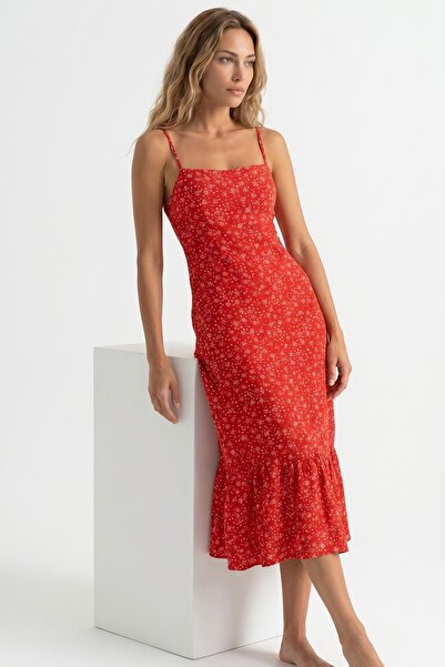 Noi Belis Maxi Boy A-Line Floral Woven Dress Ss26El0035
