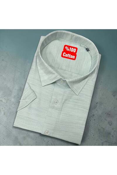 EREN STYLE Linen Classic 100% Cotton Short Sleeve Anti-Sweat Shirt