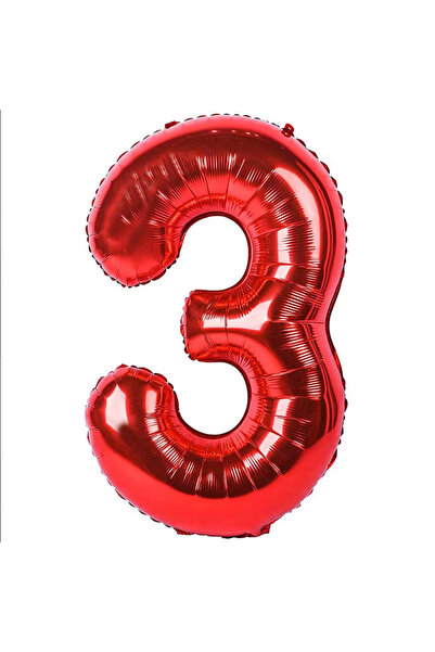 Balonsan 40" Red -3- Age Number Foil Balloon 100 cm