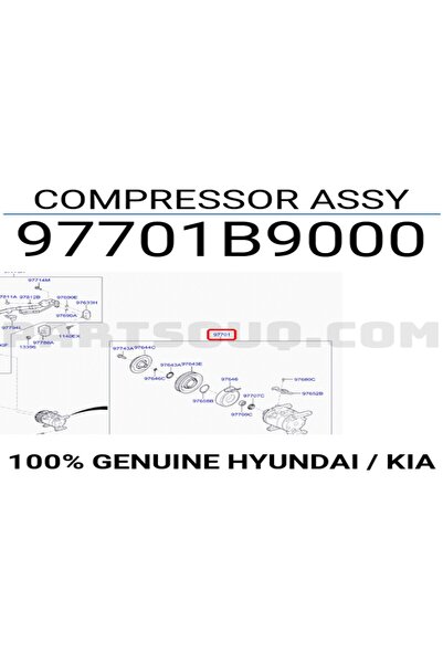 Hyundai كمبروسر مكيف هيونداي اي تن 2016- 2019 --97701B9000 كوريا