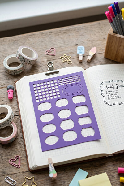 Karmelom Studio Cutii de urmărire pentru Bullet Journal și riglă cu șablon pe...