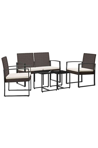 vidaxl Set mobilier de grădină cu perne, 5 piese, maro, PP ratan