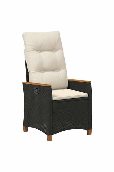 vidaxl Scaun de grădină rabatabil Negru și Crem 64 x 57,5 x 112 cm