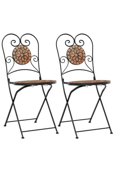 vidaxl Scaune de bistro pliabile, 2 buc., cărămiziu, ceramică