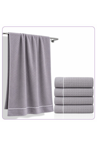 Donetella 4 Pcs Bath Towel 70x140 cm – 310 GSM Waffle Microfiber, Soft, Absor...