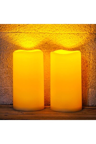 DELPI Set of 2 Rechargeable, Solar, Large Candles, For indoor and outdoor, 25...