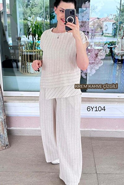 İnce Topuk Striped Linen Set 6Y104