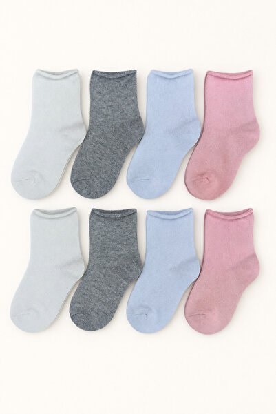 ZENGİN 8-Piece Pack Seamless Toe Elasticless Socks Set for Girls and Boys Dai...