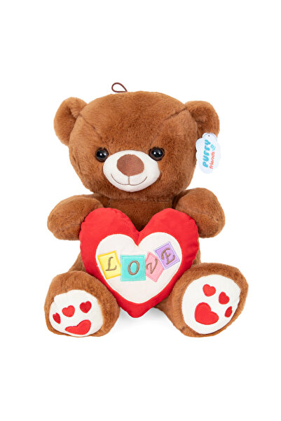 Puffy Friends Ursulet de plus cu inima, Puffy Friends, Maro, 30 cm