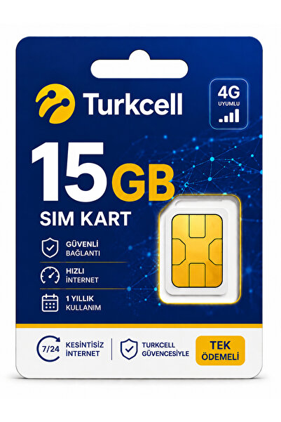 Opticam 4g Turkcell Her Ay 15 gb Sim Kartı 1 Yıllık Tek Ödeme Data m2m Hattı ...