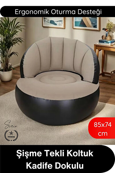 Svein #Koltuk Şişme Tekli Koltuk Kadife Dokulu Ergonomik Konforlu Katlanabili...