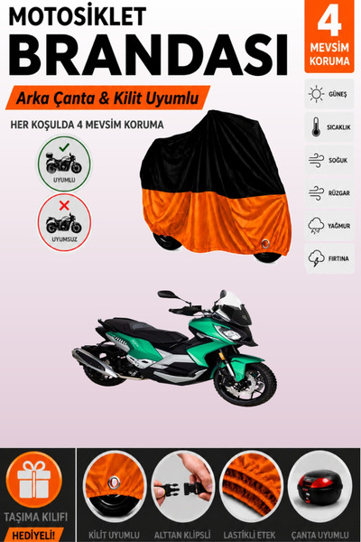 Cemku Double Black Top - Orange Bottom, Rear Bag Compatible Peugeot Xp400 Gt ...