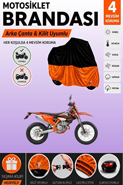 Cemku Double غطاء علوي أسود - سفلي برتقالي، حقيبة خلفية متوافقة مع دراجة KTM ...