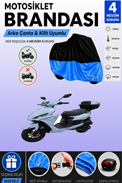 Cemku Double Black Top - Blue Bottom, Rear Bag Compatible King Motor Ares 125...