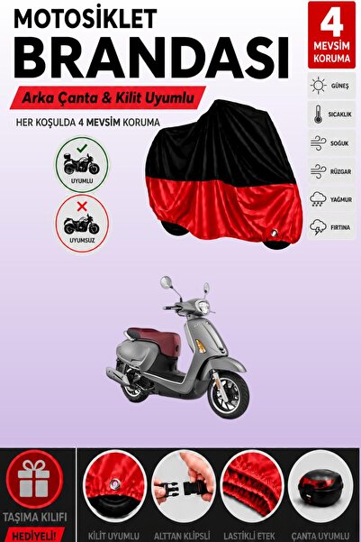 Cemku Double Black Top - Red Bottom, Rear Bag Compatible Kymco Like 125 Motor...