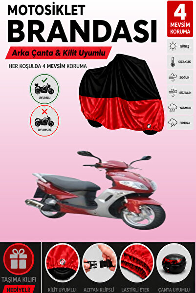 Cemku Double Black Top - Red Bottom, Rear Bag Compatible Kuba Apricot 125 Mot...