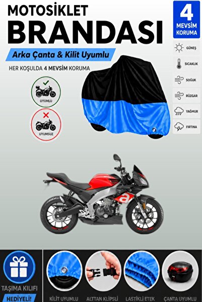 Cemku Double Black Top - Blue Bottom, Rear Bag Compatible Aprilia Tuono 660 M...