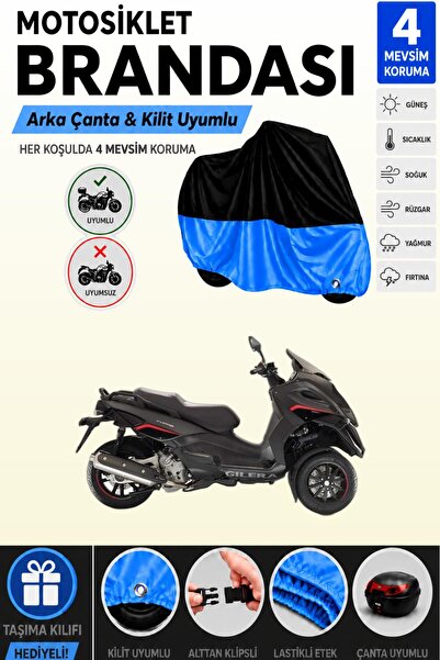 Cemku Double Black Top - Blue Bottom, Rear Bag Compatible Gilera Fuoco 500 Mo...