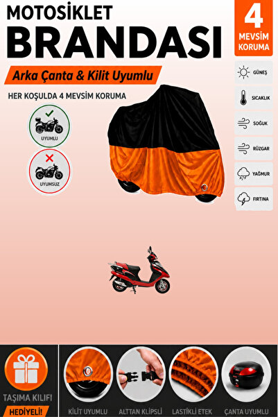 Cemku Double Black Top - Orange Bottom, Rear Bag Compatible Mondial 125 Urt M...