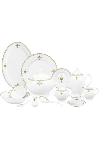 ALSAIF 47-piece dinner set with plates designed for family meals, safe and co...
