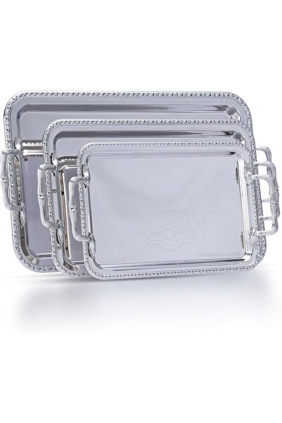 ALSAIF 3-piece serving tray set with side handles, modern and elegant design ...