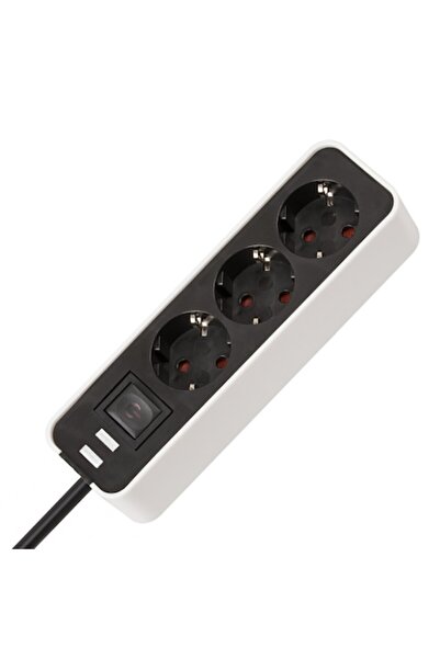 DAMUR Extension Cord with 3 Independent Sockets, 1.5 Meter Cable, Child Prote...