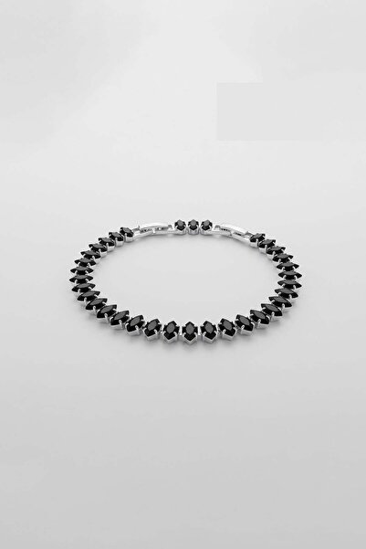 ablukaonline Unisex Geometric Stone Detailed Bracelet Black