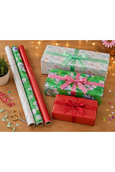 Home Set of 3 rolls of gift wrapping paper