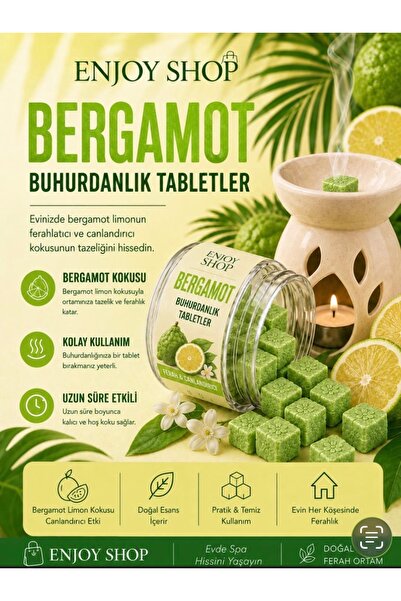 ENJOY SHOP 20 ADET BERGAMOT DOĞAL NATUREL BUHURDANLIK WAX TABLETLERİ BUHURDAN...