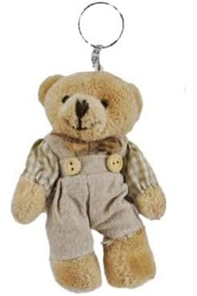 BenimMarifetlerim Cream Dressed Male Teddy Bear Keychain