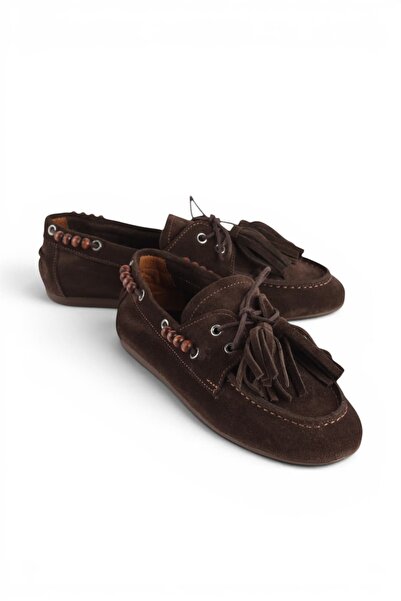 luuq shoes Zynor Genuine Leather Suede Tasseled Women's Loafer Shoes