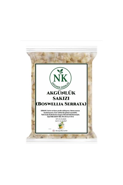 nk organik Akgünlük Sakızı Paket (boswellia serrata) 75 gr