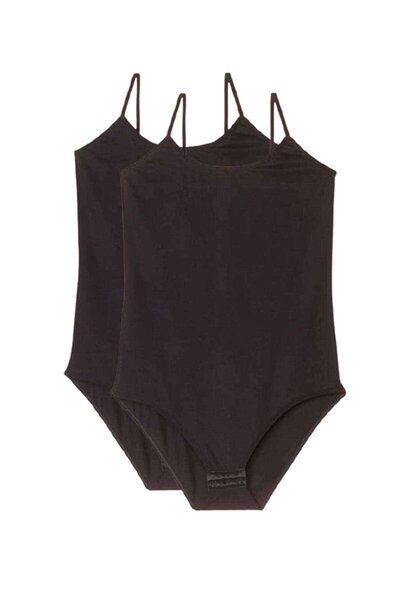 atastore2017 2 Pieces of Women's Snap Fastener Bodysuit with Rope Straps, Black