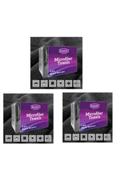 Beautyfor Pachet 3 x Prosoape din microfibra - negru, Beautyfor, 5 buc