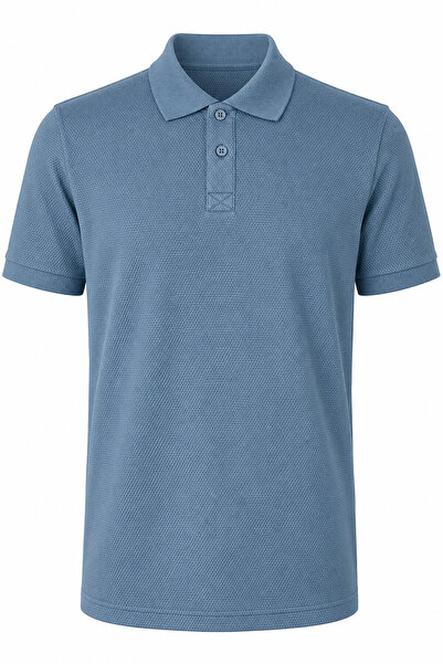 trender Petek Single Jersey Light Blue Men's Polo Neck T-Shirt 2326