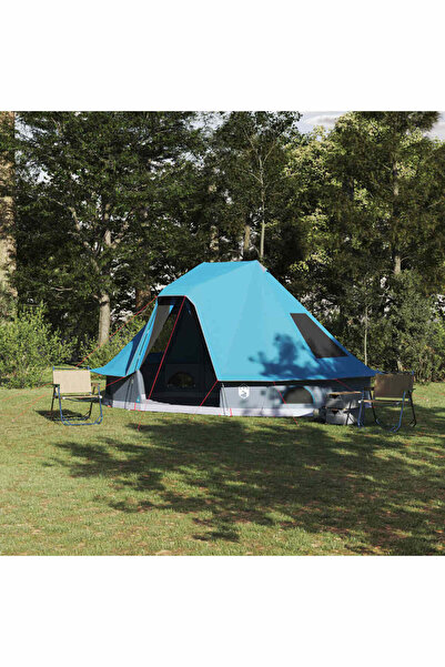 vidaxl Cort Tipi cu acoperis albastru 466 x 310 x 240 cm tafta