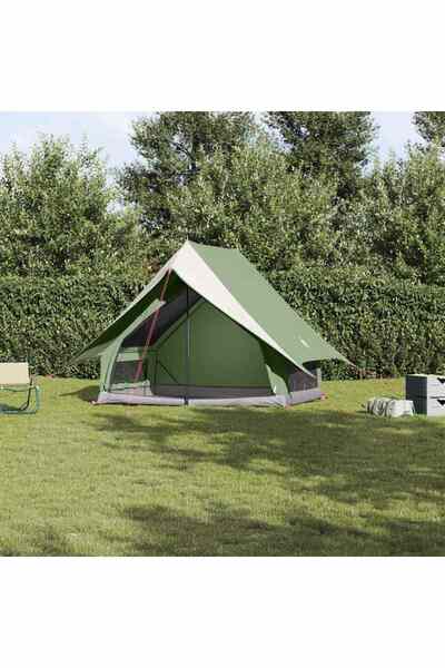 vidaxl Cort de Familie cu acoperis Verde si alb 220 x 220 x 184 cm