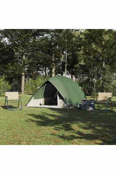 vidaxl Cort de Camping cu acoperis Verde 320 x 275 x 190 cm tafta