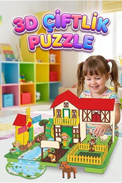 Tıfıl Toys 3D Puzzle Farm - Educational Toy Farm Set with Character Figures a...