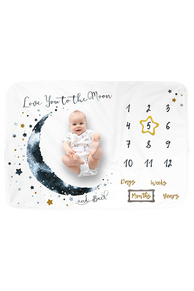 Tiny Toes بطانية من الصوف لتسجيل المراحل الهامة - تصميم القمر