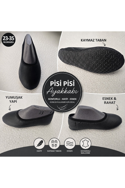 PİSİ PİSİ KIDS WEAR Pisi Pisi Gösteri Ayakkabısı Siyah Unisex Çocuk Bale ve F...