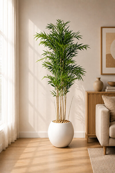 TrentonGCC Artificial Bamboo Tall Tree Decorative Plant with Modern Pot Indoo...