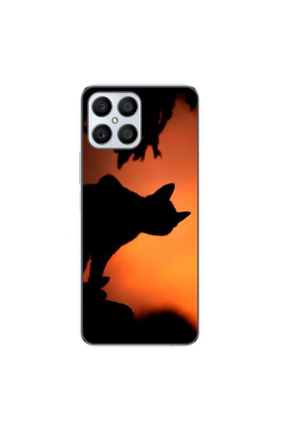 OEM Калъф, съвместим с Honor X8, силиконов гел TPU, с десен Хелоуин Черна котка