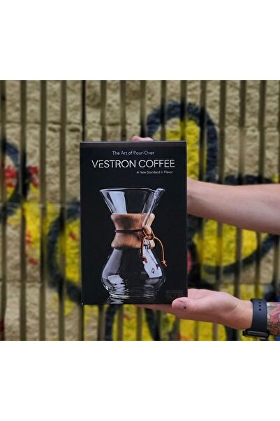 VESTRON Chemex Borosilikat Cam Kahve Demleme Sürahisi Ahşap Tutacaklı Filtre ...